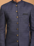 Vastramay Men's Navy Blue Sherwani With Kurta Pant Set